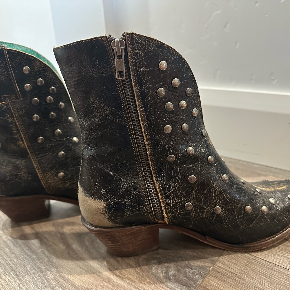 Studded black, distressed, Corral Ankle Boots - Picture 3 of 6